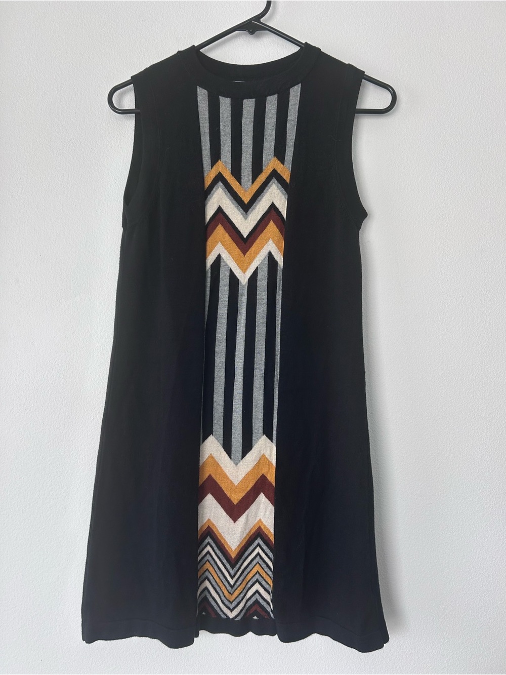 NWOT Missoni for Target Black Sleeveless Midi Dress Mustard Brown Cream Chevron